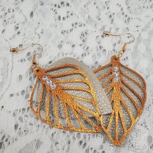 Fall Leaves Faux Leather Textured Earrings